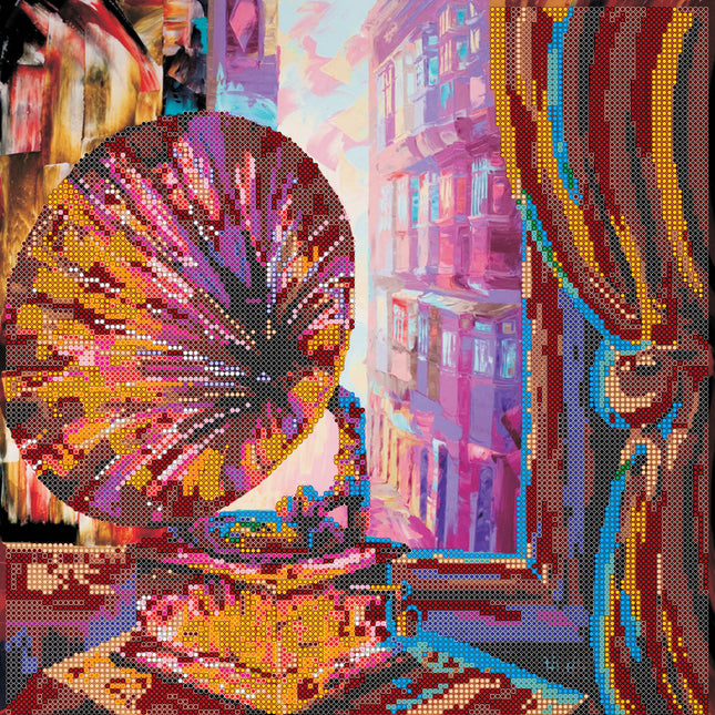Canvas for bead embroidery "Phonograph" 11.8"x11.8" / 30.0x30.0 cm