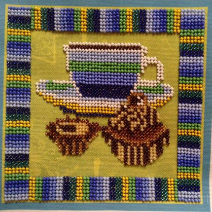 DIY Bead Embroidery Kit "Hot chocolate" 5.5"x5.5" / 14.0x14.0 cm