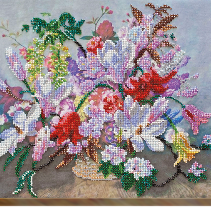 DIY Bead Embroidery Kit "Purple twilight" 12.6"x10.2" / 32.0x26.0 cm