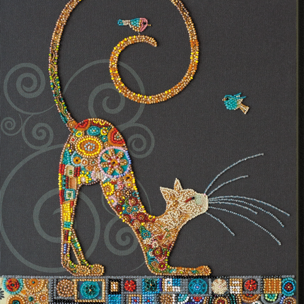 DIY Bead Embroidery Kit "Kitty" 9.8"x14.2" / 25.0x36.0 cm