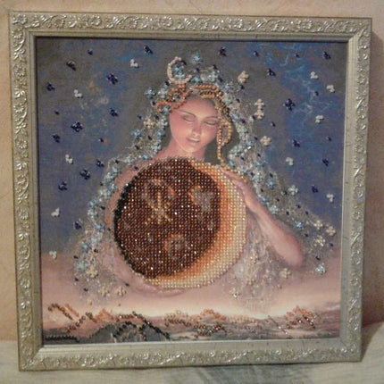 Canvas for bead embroidery "Moon fairy" 7.9"x7.9" / 20.0x20.0 cm