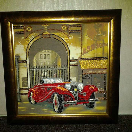 DIY Bead Embroidery Kit "Auto Retro – 1" 11.8"x11.8" / 30.0x30.0 cm