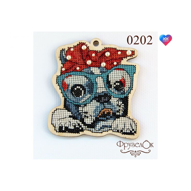 DIY Cross stitch kit on wood "Mariyka" 3.9x3.9 in / 10.0x10.0 cm