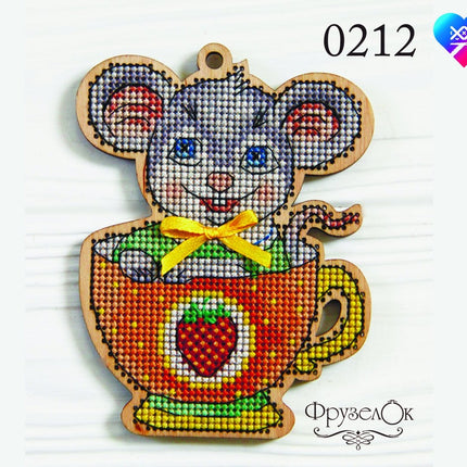DIY Cross stitch kit on wood "Larysa" 3.3x4.3 in / 8.5x11.0 cm