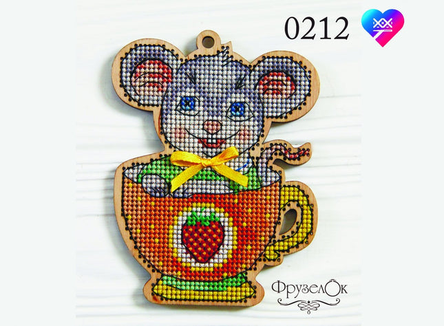 DIY Cross stitch kit on wood "Larysa" 3.3x4.3 in / 8.5x11.0 cm