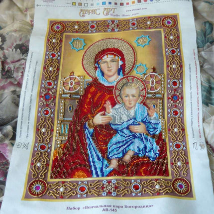 DIY Bead Embroidery Kit "Wedding Icon – The Holy Mother of God" 11.0"x15.0" / 28.0x38.0 cm