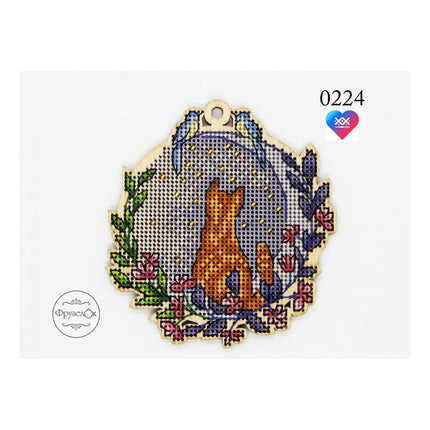 DIY Cross stitch kit on wood "Fedir" 3.9x4.1 in / 10.0x10.5 cm