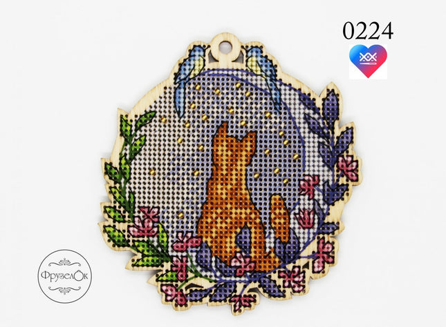 DIY Cross stitch kit on wood "Fedir" 3.9x4.1 in / 10.0x10.5 cm
