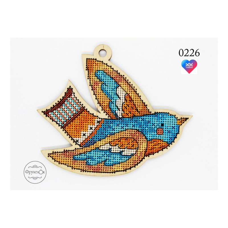 DIY Cross stitch kit on wood "Oksanka" 5.1x4.3 in / 13.0x11.0 cm