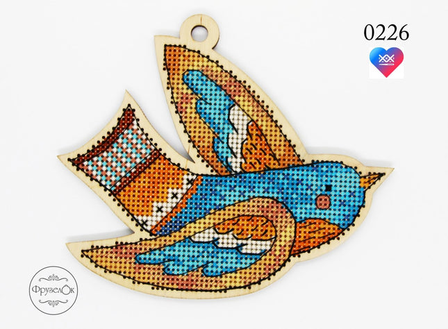 DIY Cross stitch kit on wood "Oksanka" 5.1x4.3 in / 13.0x11.0 cm