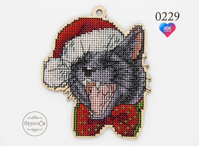 DIY Cross stitch kit on wood "Stepan" 4.1x3.5 in / 10.5x9.0 cm