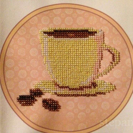 DIY Bead Embroidery Kit "Coffee"  5.5"x5.5" / 14.0x14.0 cm