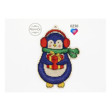 DIY Cross stitch kit on wood "Leonid" 5.7x3.9 in / 14.5x10.0 cm