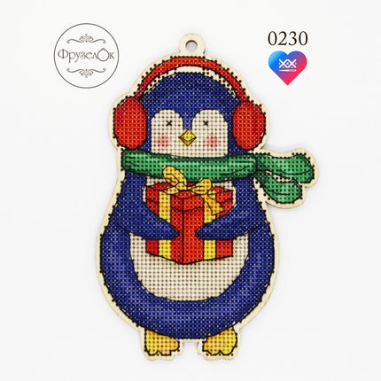 DIY Cross stitch kit on wood "Leonid" 5.7x3.9 in / 14.5x10.0 cm