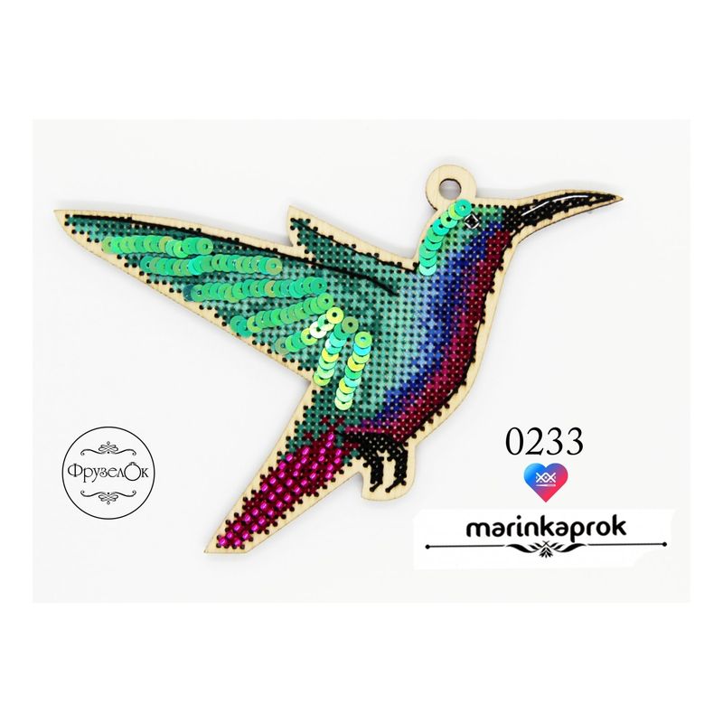 DIY Cross stitch kit on wood "Marynka" 5.1x3.5 in / 13.0x9.0 cm