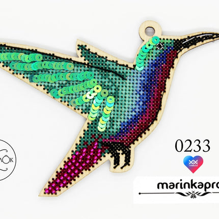 DIY Cross stitch kit on wood "Marynka" 5.1x3.5 in / 13.0x9.0 cm
