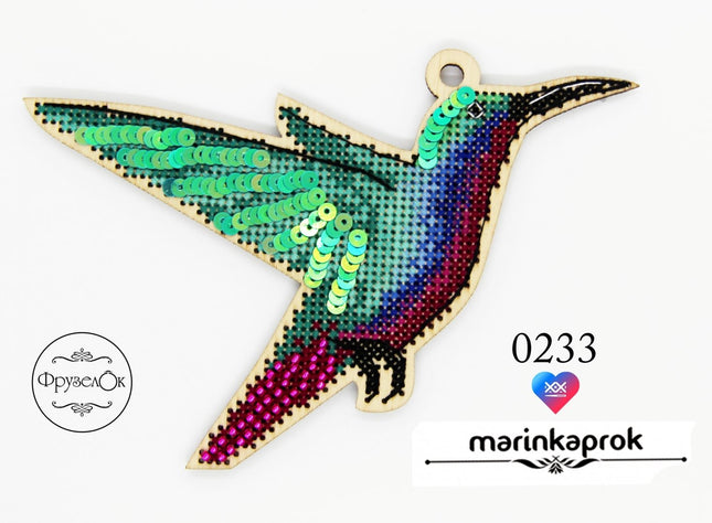 DIY Cross stitch kit on wood "Marynka" 5.1x3.5 in / 13.0x9.0 cm