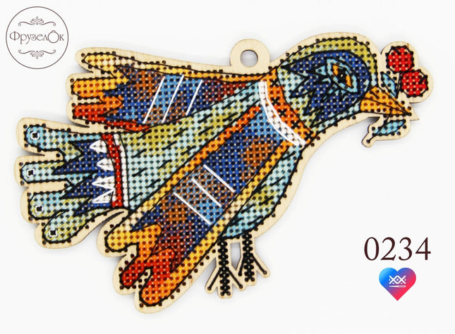 DIY Cross stitch kit on wood "Olenka" 4.9x3.1 in / 12.5x8.0 cm