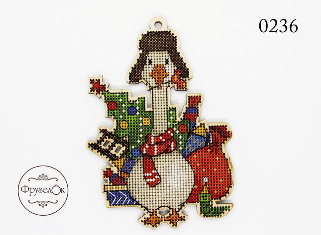DIY Cross stitch kit on wood "Hryhorii" 5.3x3.5 in / 13.5x9.0 cm