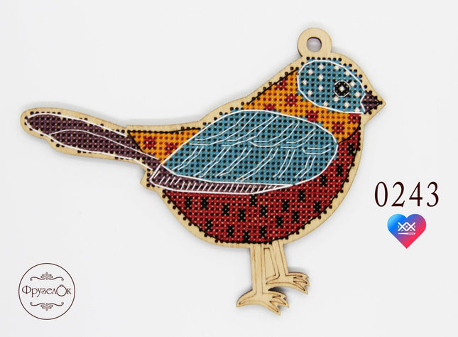 DIY Cross stitch kit on wood "Irynka" 4.9x3.7 in / 12.5x9.5 cm