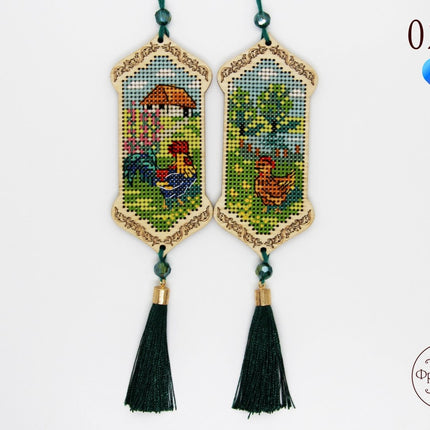 DIY Cross stitch kit on wood "Boss" 3.9x1.8 in / 10.0x4.5 cm