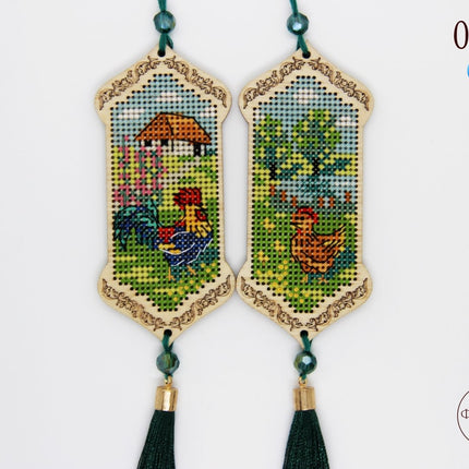 DIY Cross stitch kit on wood "Boss" 3.9x1.8 in / 10.0x4.5 cm