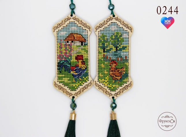 DIY Cross stitch kit on wood "Boss" 3.9x1.8 in / 10.0x4.5 cm