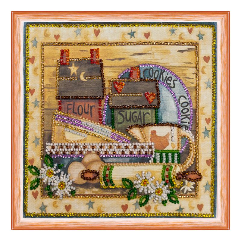 DIY Bead Embroidery Kit "Kitchen – 1"  5.9"x5.9" / 15.0x15.0 cm