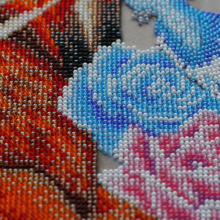 DIY Bead Embroidery Kit "Foxy holiday" 11.8"x15.7" / 30.0x40.0 cm