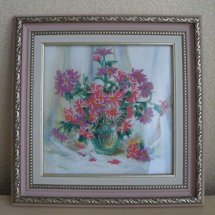 Canvas for bead embroidery "Chrysanthemums" 7.9"x7.9" / 20.0x20.0 cm
