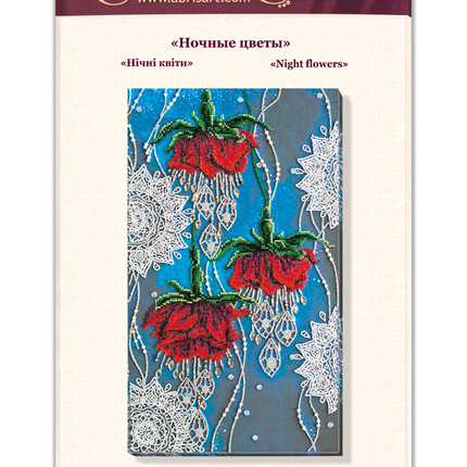 DIY Bead Embroidery Kit "Night flowers" 9.8"x17.7" / 25.0x45.0 cm