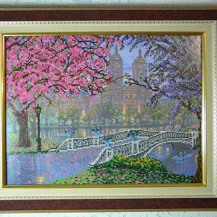 DIY Bead Embroidery Kit "Spring bloom" 15.7"x11.8" / 40.0x30.0 cm