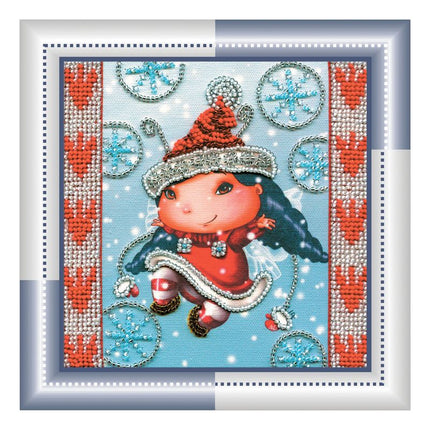 DIY Bead Embroidery Kit "Christmas Elf"  5.9"x5.9" / 15.0x15.0 cm