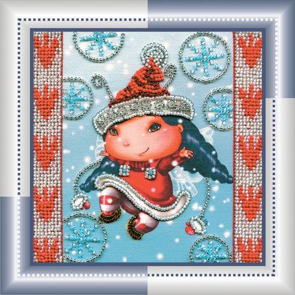 DIY Bead Embroidery Kit "Christmas Elf"  5.9"x5.9" / 15.0x15.0 cm