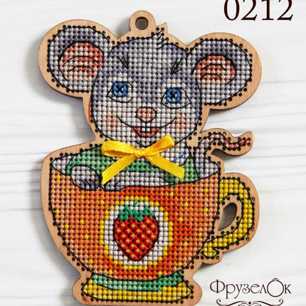 DIY Cross stitch kit on wood "Larysa" 3.3x4.3 in / 8.5x11.0 cm