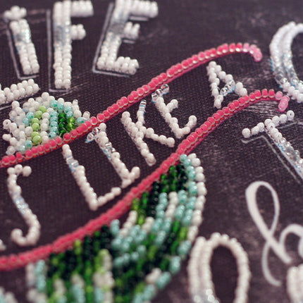 DIY Bead Embroidery Kit "Life is beautiful" 11.8"x11.8" / 30.0x30.0 cm