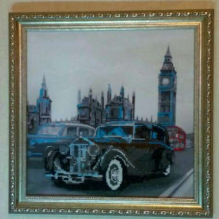 Canvas for bead embroidery "Auto retro monocrome" 11.8"x11.8" / 30.0x30.0 cm