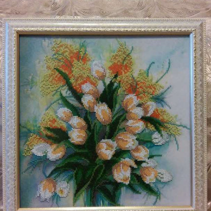 Canvas for bead embroidery "Spring mood" 11.8"x11.8" / 30.0x30.0 cm