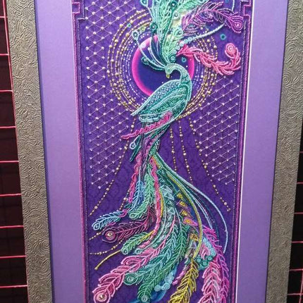 DIY Bead Embroidery Kit "Feather Sunbird" 9.8"x24.4" / 25.0x62.0 cm