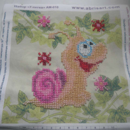 DIY Bead Embroidery Kit "Snail"  5.9"x5.9" / 15.0x15.0 cm