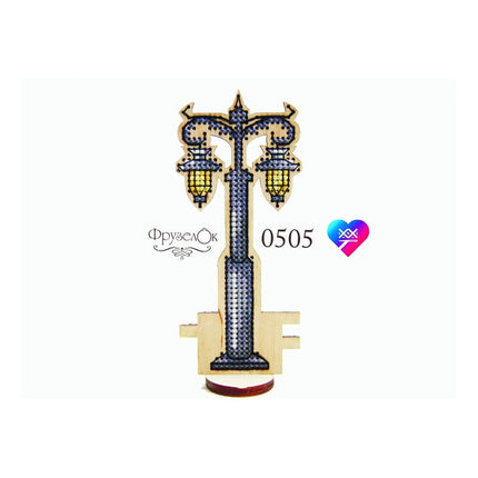 DIY Cross stitch kit on wood "Lamp" 2.0x4.5 in / 5.0x11.5 cm