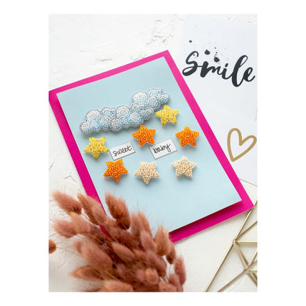 DIY kit postcard 3D for embroidery with beads "Among stars and clouds" 5.8"x8.3" / 14.8x21.0 cm