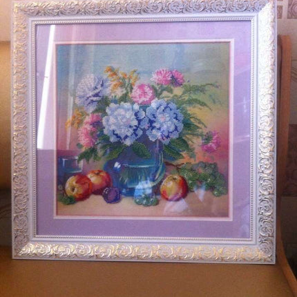 Canvas for bead embroidery "Apples and grapes" 11.8"x11.8" / 30.0x30.0 cm