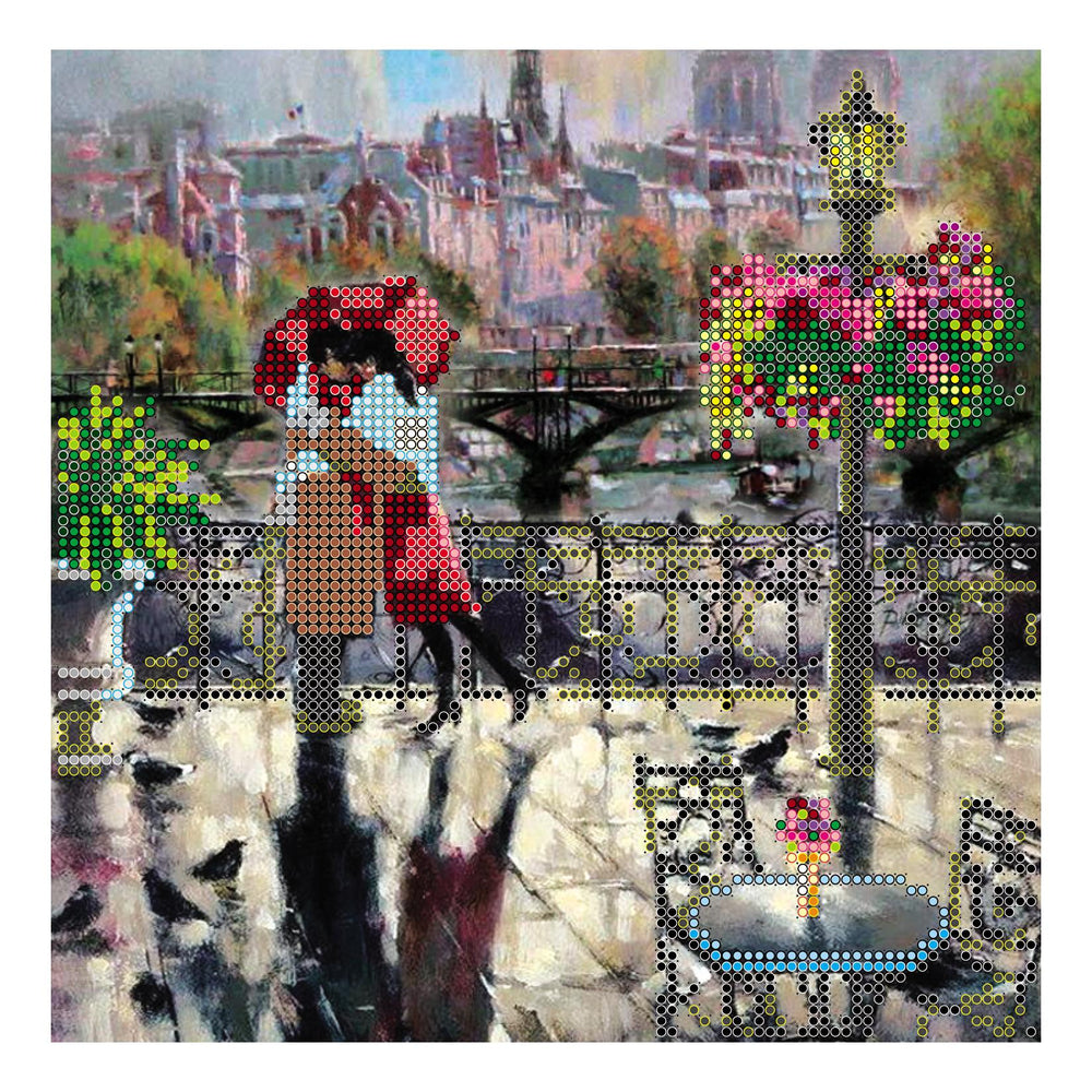 Canvas for bead embroidery "Embrace Paris" 7.9"x7.9" / 20.0x20.0 cm
