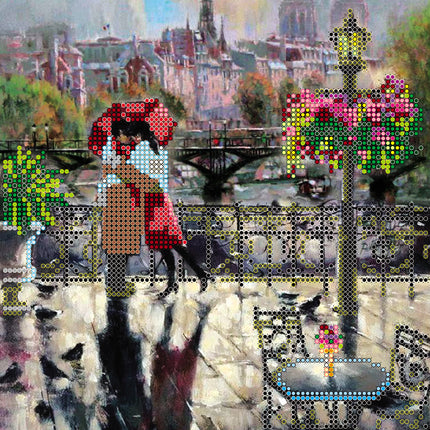 Canvas for bead embroidery "Embrace Paris" 7.9"x7.9" / 20.0x20.0 cm