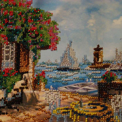 Canvas for bead embroidery "On Shore" 7.9"x7.9" / 20.0x20.0 cm