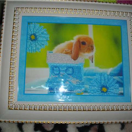 DIY Bead Embroidery Kit "Rabbits – 3" 9.1"x7.1" / 23.0x18.0 cm