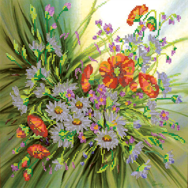 Canvas for bead embroidery "Splashes of Summer" 11.8"x11.8" / 30.0x30.0 cm
