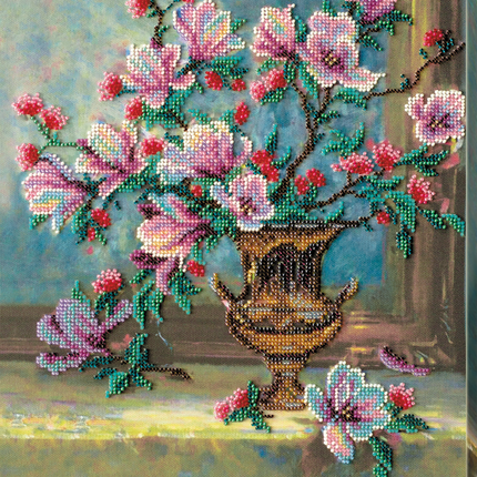 DIY Bead Embroidery Kit "Pearlescent glow" 10.6"x11.8" / 27.0x30.0 cm