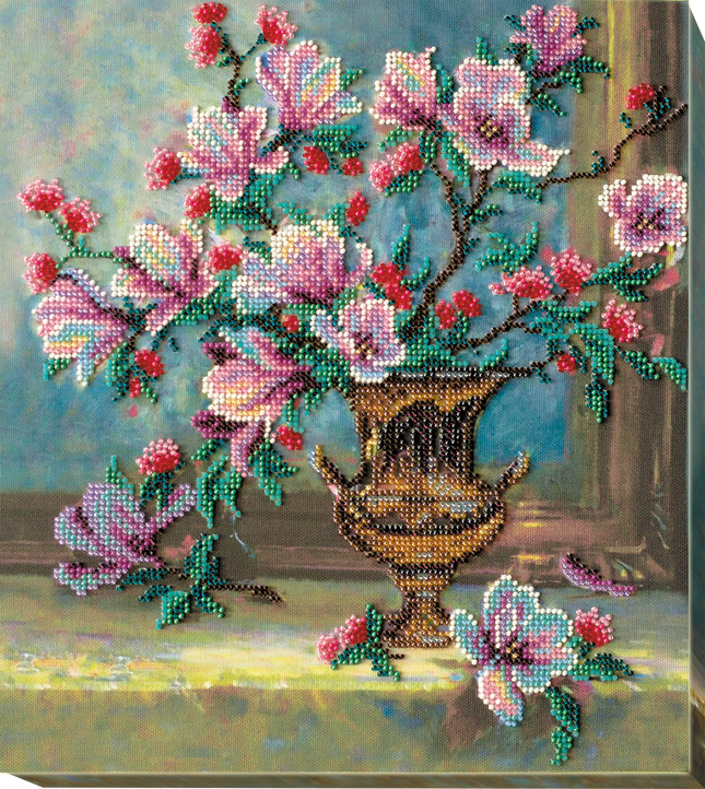 DIY Bead Embroidery Kit "Pearlescent glow" 10.6"x11.8" / 27.0x30.0 cm